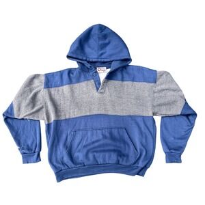 Vintage Sports Afield Hoodie Mens L Blue Gray Pullover‎ waffle lining insulated